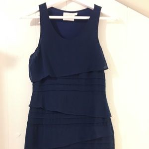 Navy Blue Asymmetrical Tiered Dress